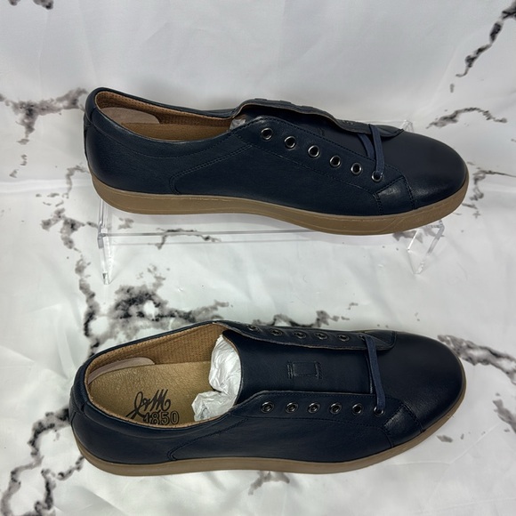 Johnson & Murphy Leather Sneakers Allister Navy Full Grain Leather Tan Sole